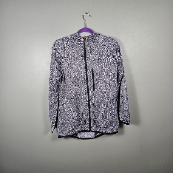 Nike Jacket Womens Medium Refective Windbreaker Full Zip Purple Zebra Print - Picture 1 of 8